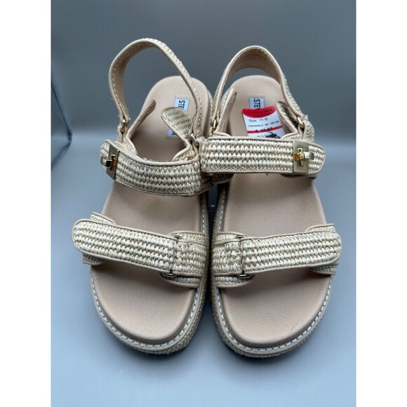 Steve Madden Bigmona Women's Natural Raffia Sandals Casual Platform Size 11 - Picture 4 of 7